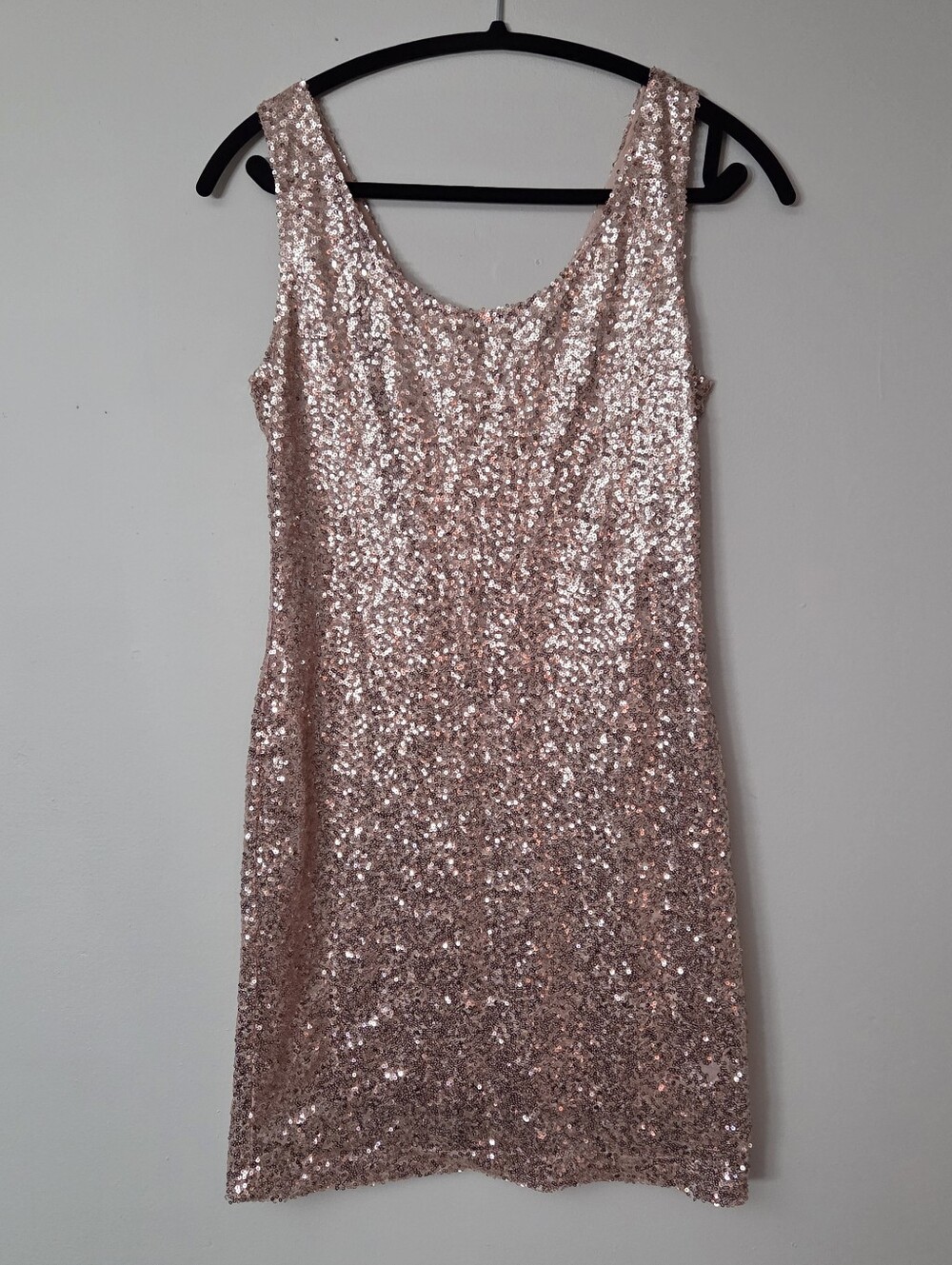 Rue21 Rose Gold Sequin Mini Dress Size Womens Medium Lined Some Stretch